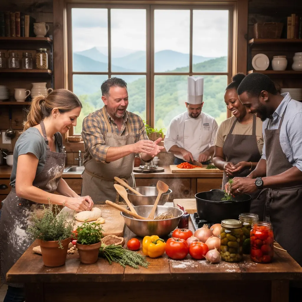 Widok na stoisko z przyprawami, gdzie klienci mogą je wąchać i próbować.
