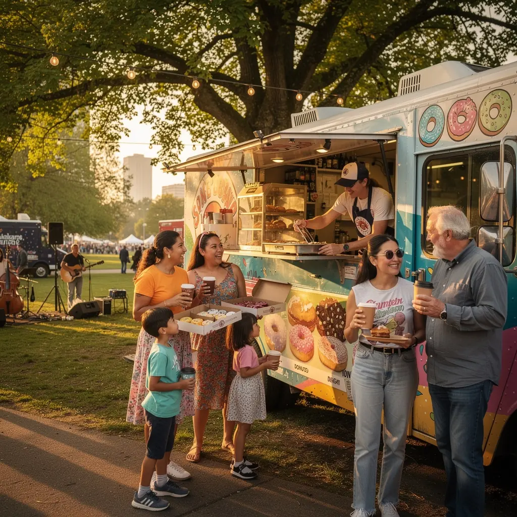 Targ lokalny pełen świeżych owoców i warzyw, z wystawcami oferującymi swoje produkty.