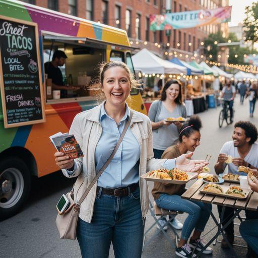 Sprzedawca prezentujący swoje ręcznie robione przetwory na stoisku targowym.